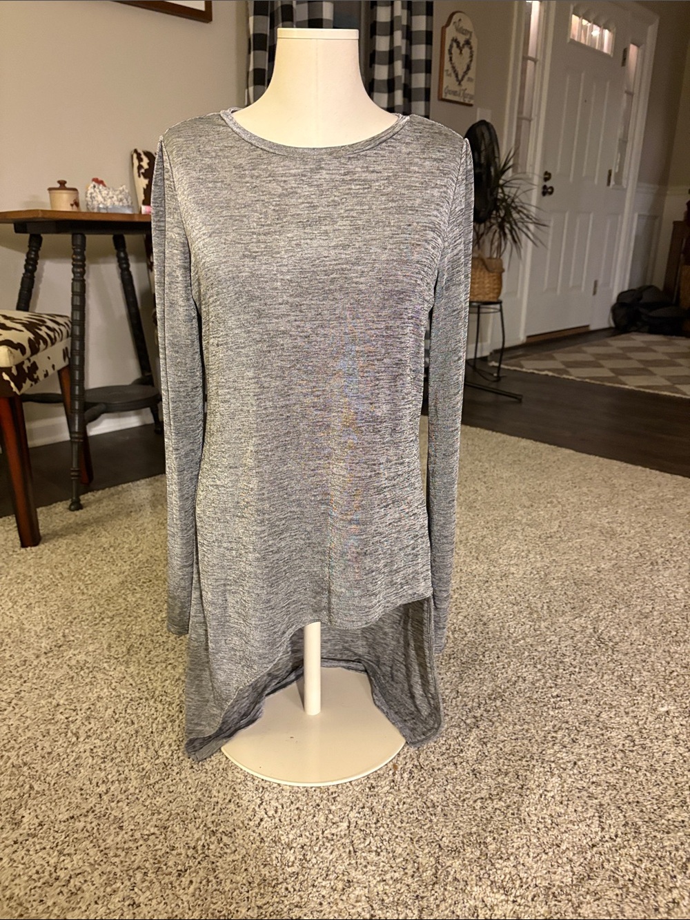 Bar III Heather Gray Long-Sleeve High-Low Tunic